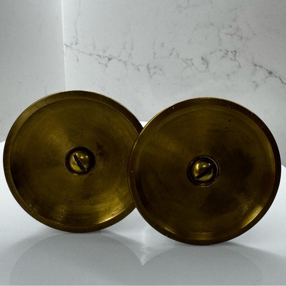 Vintage solid brass turned MCM 7” candlestick holders (set of 2) - Picture 8 of 11